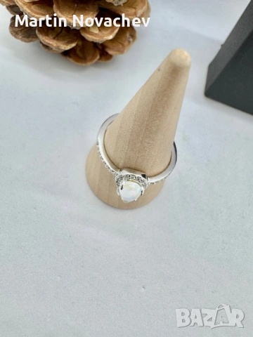 Сребърен пръстен с лунен камък , снимка 4 - Пръстени - 53127654