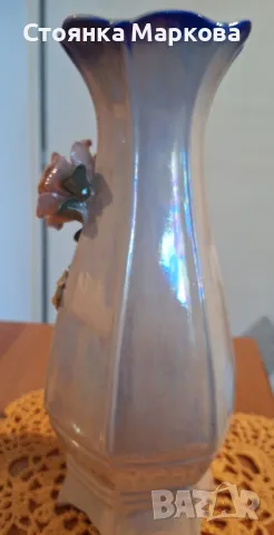 Порцеланова ваза с красива роза, снимка 3 - Вази - 49739731