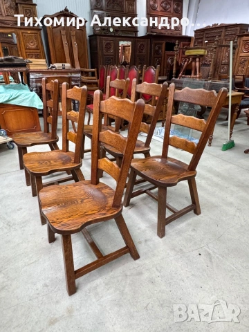 Комплект трапезни столове от дъбов масив, снимка 4 - Столове - 54288032