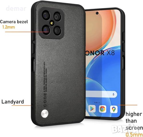 jonlineuk Калъф за Honor X8 4G (не за X8 5G) Удароустойчив, черен, снимка 2 - Калъфи, кейсове - 45175482