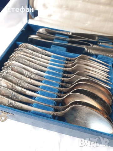 Комплект посребрени прибори, снимка 3 - Антикварни и старинни предмети - 53537474