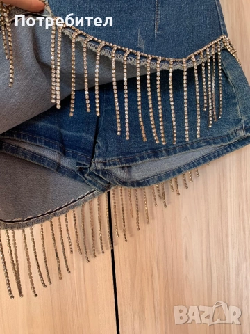 Пола-панталон с ресни от камъни, снимка 5 - Поли - 53744006