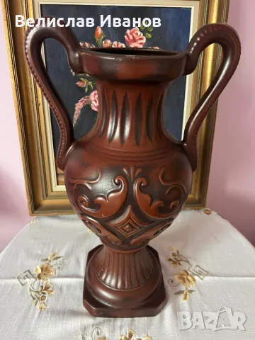 Голяма керамична амфора с невероятен релеф.Перфектно състояние., снимка 3 - Декорация за дома - 49934461