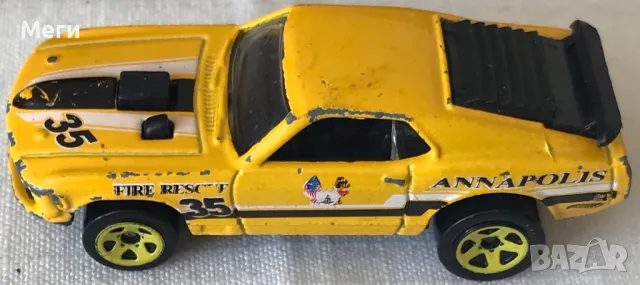 Колекционерска Количка Hot Wheels 1997 – Mustang Mach – Annapolis Fire – Жълт, снимка 2 - Колекции - 46988280