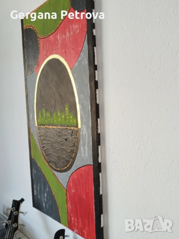 Картина абстрактна акрил текстура 50/100 см, снимка 2 - Картини - 52140738