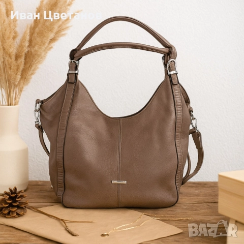 Дамска чанта тип торба от еко кожа – стил, организация и удобство в едно, снимка 4 - Чанти - 51992062