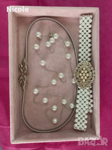 Уникални дамски колани-златни, сребърни, перлени, еластични, с регулиране на закопчаването, снимка 12 - Колани - 50830001