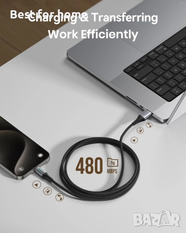 Професионален USB-C към USB-C кабел INIU 100W – 2 метра, Бързо зареждане PD 5A, снимка 2 - USB кабели - 53045698