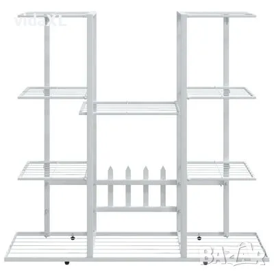 vidaXL Стойка за цветя, 94,5x25x89 см, бяла, желязо(SKU:343120), снимка 4 - Други - 49558415