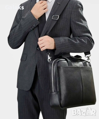 Елегантна, модерна и стилна мъжка офис чанта за лаптоп / Черна естествена кожа!, снимка 4 - Чанти - 51705593