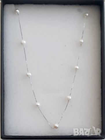 Сребърен синджир с една естествена перла, снимка 13 - Колиета, медальони, синджири - 45792702