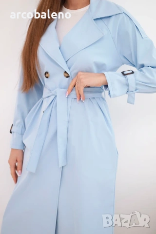 Дамско палто с връзване на талията и яка, 5цвята , снимка 13 - Палта, манта - 53686765