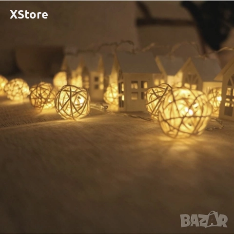 Коледни лампички декорация – крушки с батерии 10 броя "1 цвят, като на снимките", снимка 13 - Лед осветление - 52092650