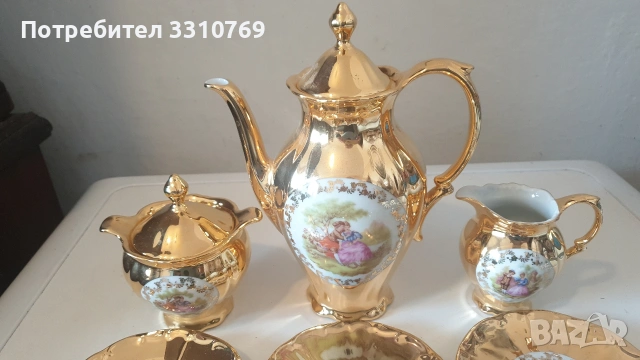 Луксозни немски порцеланови позлатени сервизи за кафе от Бавария. , снимка 5 - Сервизи - 53802000
