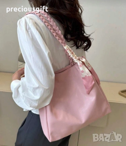Дамска кожена розова чанта, снимка 3 - Чанти - 53801776