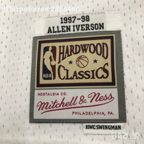 Мъжки потник Mitchell & Ness Allen Iverson Philadelphia 76ers season 1997-98 размер XXL, снимка 9 - Тениски - 51964492