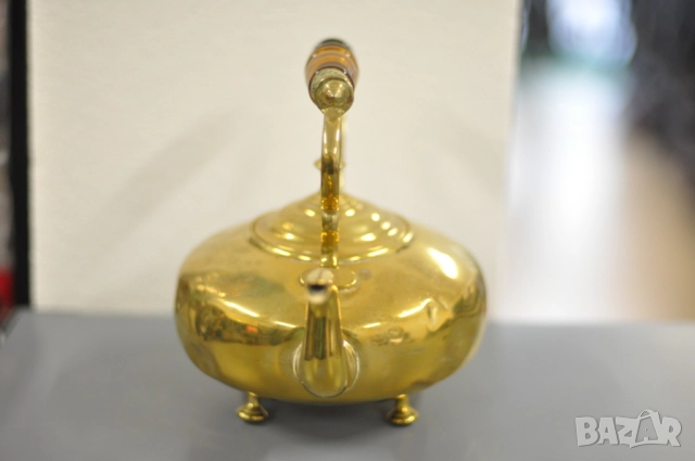 Месингов чайник с поставка, снимка 5 - Декорация за дома - 52856815