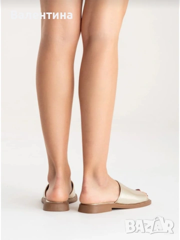 Чехли естествена кожа златни 36 номер , снимка 4 - Чехли - 54041220