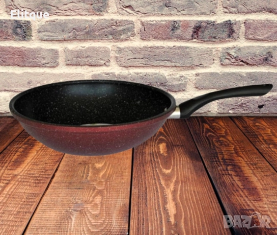 Тиган Уок Rosberg R51320G26, 26см., Мраморно покр., Индукция, Бордо меланж, снимка 5 - Съдове за готвене - 52889053