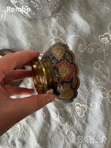 Емайлирани месингови фруктиери с пауни, снимка 5 - Декорация за дома - 51215794