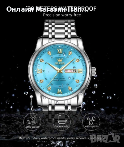 OLEVS 5513 Мъжки кварцов часовник с двоен календар и диамантени индекси, водоустойчив, снимка 17 - Мъжки - 52349057