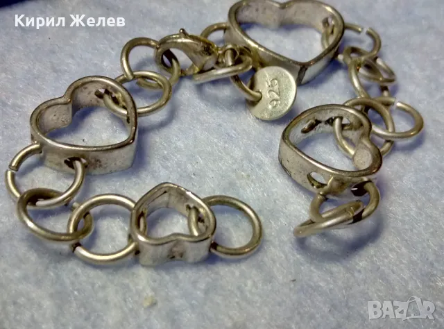 ШАРМАНТНА ПОСРЕБРЕНА ГРИВНА от БЛАГОРОДНА НЕРЪЖДАЕМА СТОМАНА със СЪРЧИЦА 49339, снимка 3 - Гривни - 50421377