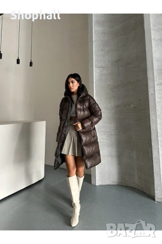 Дебело дълго яке с качулка. Размер 38. Цветове черно и кафяво.
