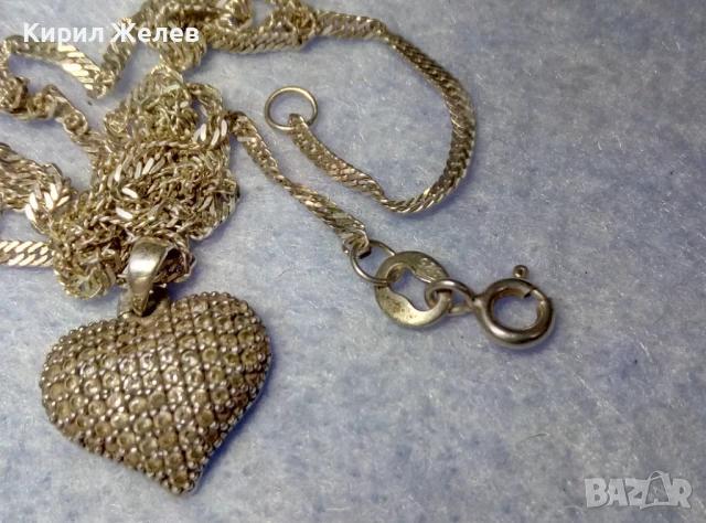 СКЪПОЦЕНЕН СРЕБЪРЕН ПЕНДАНТ СЪРЧИЦЕ сБЛЕСТЯЩИ ЦИРКОНИ и ФИНА СРЕБЪРНА ВЕРИЖКА СРЕБРО 925 КОЛИЕ 28710, снимка 9 - Колиета, медальони, синджири - 50532460