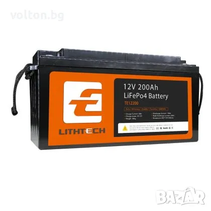 12V 200Ah LiFePO4 Батерия с Bluetooth Lithtech, снимка 3 - Друга електроника - 48349646