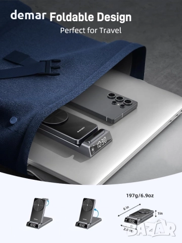 Магнитно безжично зарядно за Samsung, 3 в 1 Mag Safe, снимка 7 - Безжични зарядни - 51690351