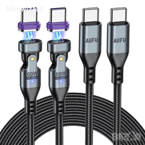 Aufu 60W Магнитен USB C кабел за зареждане, 16 PIN USB C кабел за магнитно зареждане [2 броя по 2 м]
