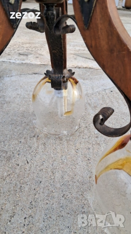 Абажур метал и дърво, снимка 5 - Лампи за таван - 53809339