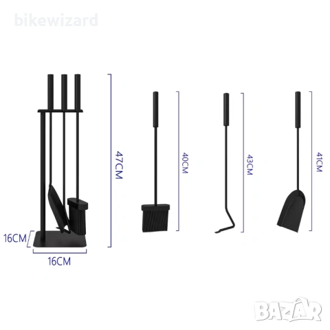 Комплект инструменти за камина  със стойка – четка, лопата, ръжен  НОВИ, снимка 2 - Други стоки за дома - 53718522