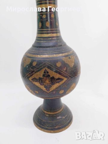 Старинна ръчно гравирана месингова ваза, снимка 3 - Други ценни предмети - 45125035