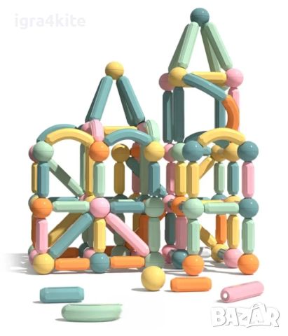 ОФЕРТА! ДВА комплекта магнитни конструктора с по 66 части всеки (общо 132 бр.) за 68лв., снимка 1 - Образователни игри - 45560179