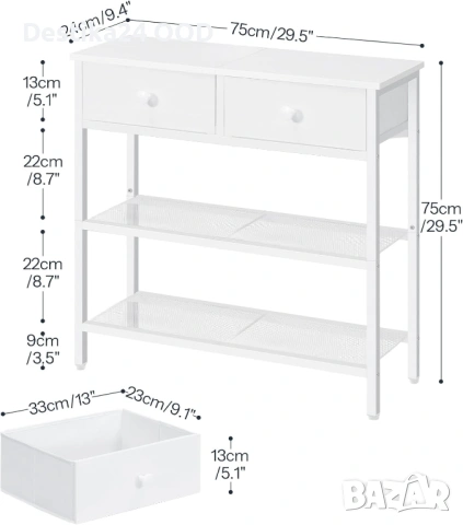Модерно бяло шкафче за съхранение с чекмеджета и рафтове, снимка 2 - Шкафове - 53417734