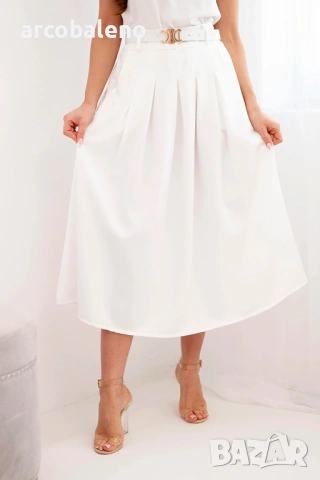 Дамска вискозна пола с колан и плисета, 7цвята , снимка 8 - Поли - 53698674
