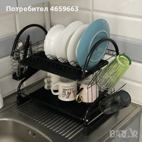 Двуетажна сушилня за съдове Ruhhy, неръждаема стомана, поставка за чаша и тава за отцеждане, снимка 9 - Други стоки за дома - 52547157