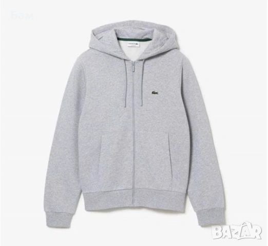Оригинално мъжко горнище с качулка и цял цип Lacoste размер Л