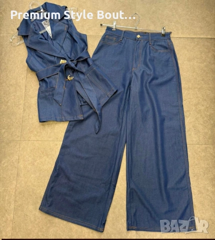 дамски комплект деним елек с колан и дънки , снимка 3 - Сватбени рокли - 53660858