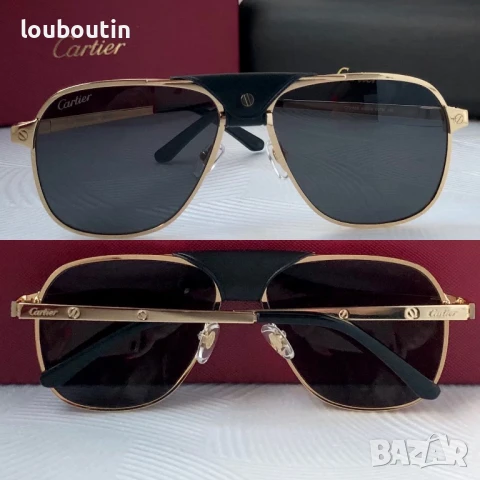 Cartier мъжки слънчеви очила с кожа, снимка 1