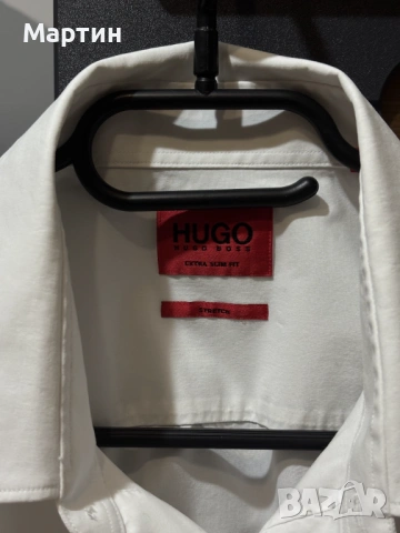 Оригинална мъжка риза HUGO Elisha02 Extra slim fit, stretch, снимка 3 - Ризи - 53793449
