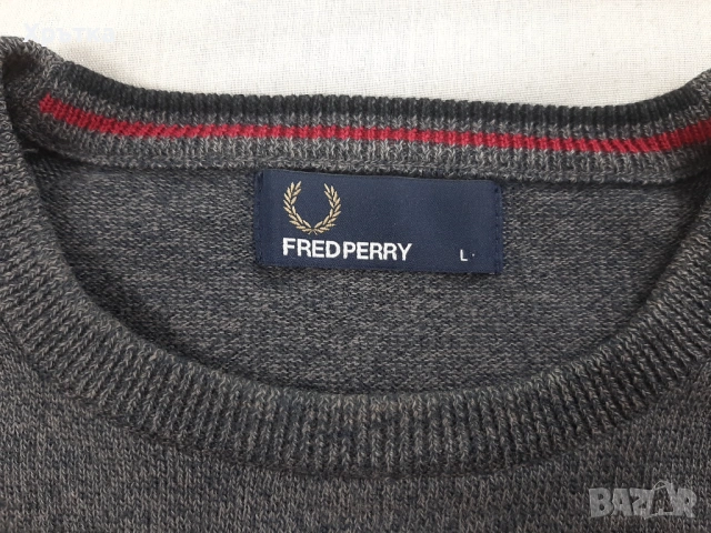 Fred Perry Crew Neck Sweater - Оригинален мъжки пуловер размер L, снимка 7 - Пуловери - 53638387