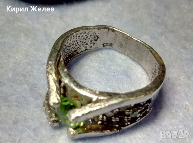 КЛАСИЧЕСКИ РЕТРО АРТ СКЪПОЦЕНЕН СРЕБЪРЕН ПРЪСТЕН СРЕБРО 925 с ФАСЕТИРАНИ ОЛИВИН и ЦИРКОНИ 66177, снимка 2 - Пръстени - 49876649