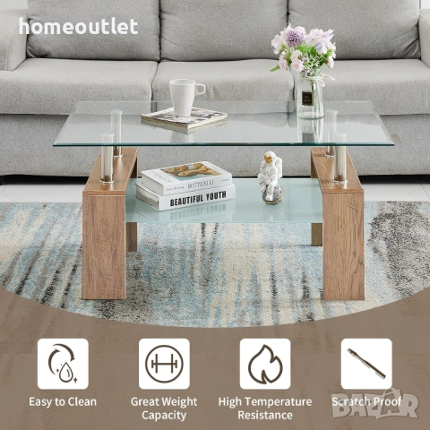 ПРОМОЦИЯ Маса със стъклен плот CLIPOP C-BU-CT-0127BD, снимка 4 - Маси - 53085796