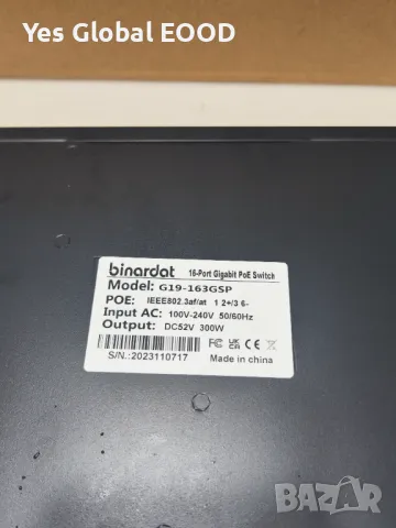 Binardat 19-Port Gigabit POE Switch, снимка 7 - Суичове - 48459298