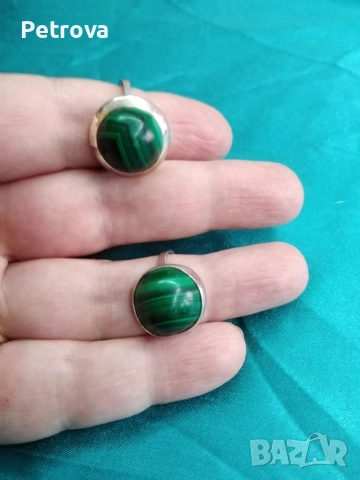 Сребърен пръстен с Малахит, снимка 4 - Пръстени - 53134591