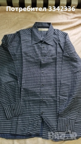 Мъжка риза - Нова тъмносиня карирана риза с ръкав