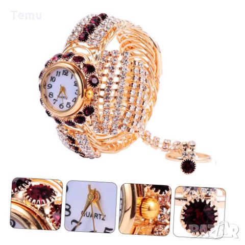 fashion 3v1 дамски часовник гривна и пръстен HOT SALE, снимка 1 - Дамски - 45537832