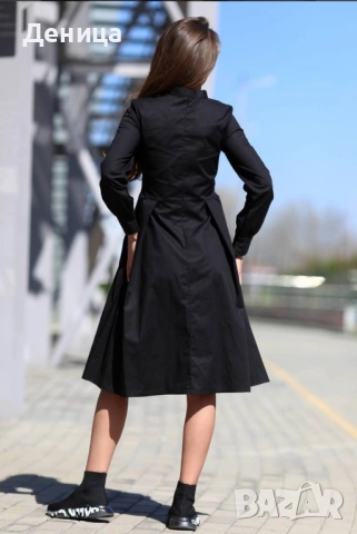 Черна рокля с шевици, снимка 3 - Рокли - 53605617